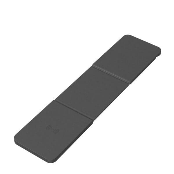 A black rectangular object with no background.