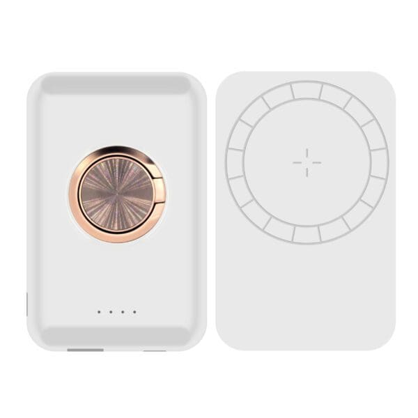 Two smart thermostat devices; one has a round metallic control dial and screen, the other features a tactile control ring without a screen. both are modern and white.