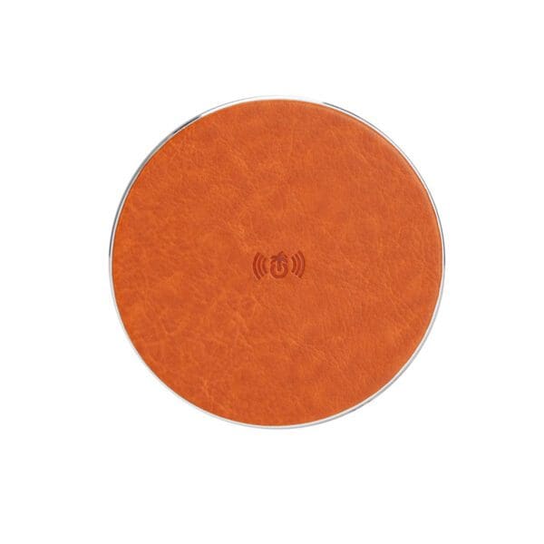 A close up of an orange disc