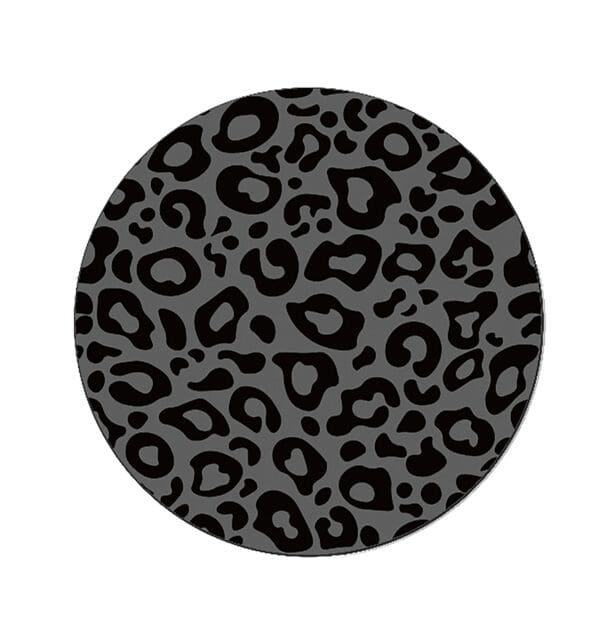 Round badge with a Black Leopard - Wireless Charging Leather Pad pattern.
