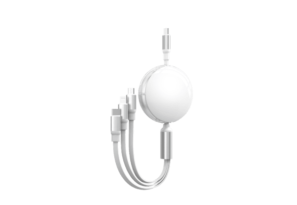 White multi-port charging cable.