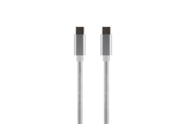 Two silver USB-C cables on white background.