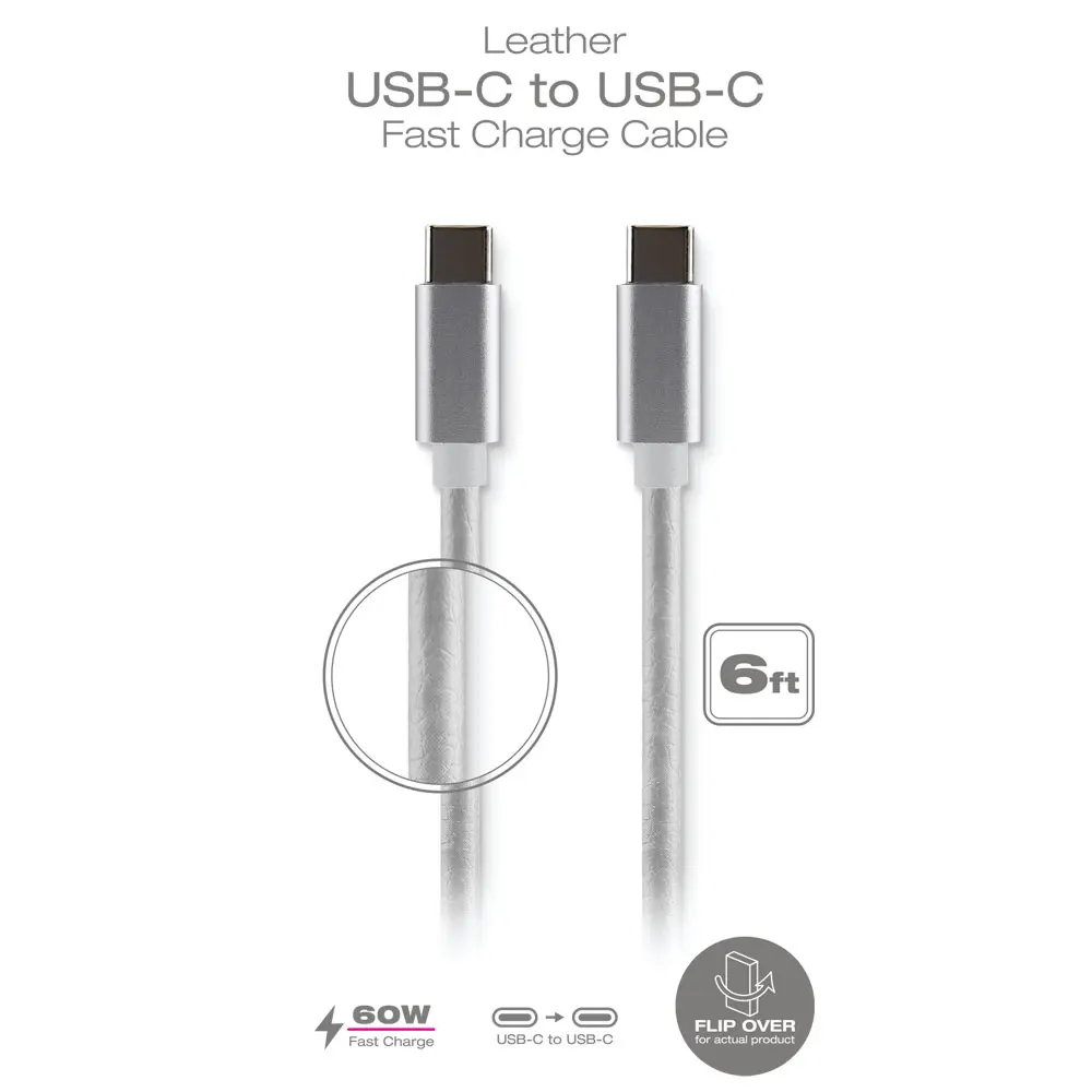 6ft leather USB-C to USB-C cable.